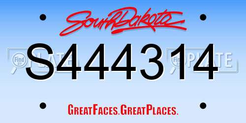 S444314 South Dakota License Plate