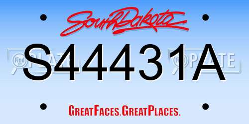 S44431A South Dakota License Plate
