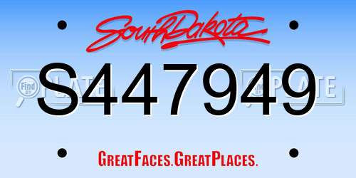 S447949 South Dakota License Plate