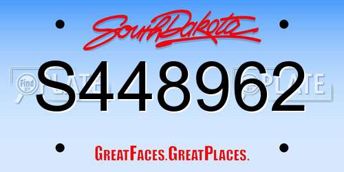 S448962 South Dakota License Plate