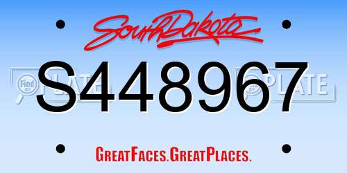 S448967 South Dakota License Plate