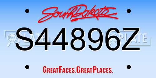S44896Z South Dakota License Plate