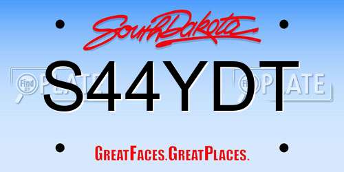 S44YDT South Dakota License Plate