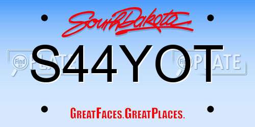 S44YOT South Dakota License Plate