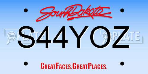 S44YOZ South Dakota License Plate