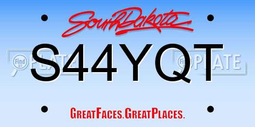 S44YQT South Dakota License Plate