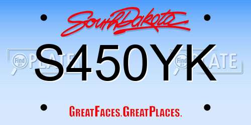 S450YK South Dakota License Plate