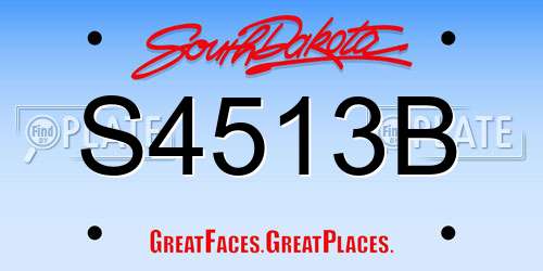 S4513B South Dakota License Plate