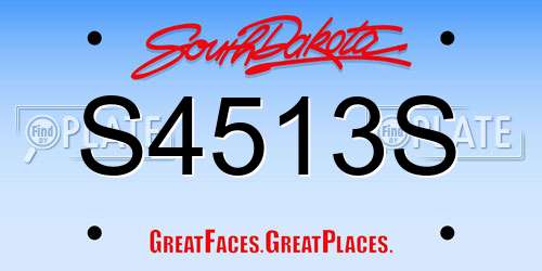 S4513S South Dakota License Plate