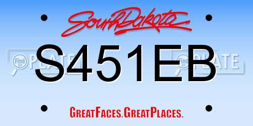S451EB South Dakota License Plate