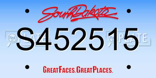 S452515 South Dakota License Plate