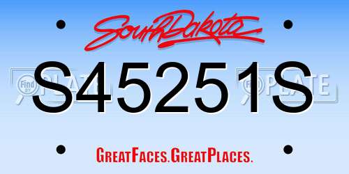 S45251S South Dakota License Plate