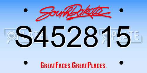 S452815 South Dakota License Plate