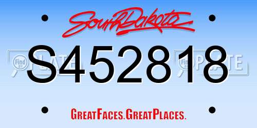 S452818 South Dakota License Plate