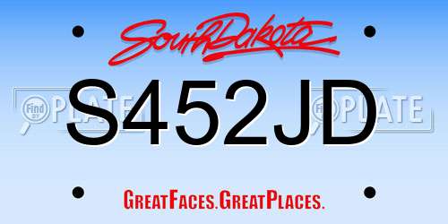 S452JD South Dakota License Plate
