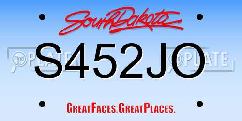 S452JO South Dakota License Plate