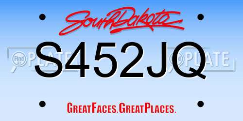 S452JQ South Dakota License Plate