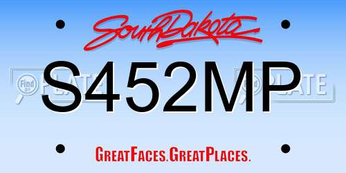 S452MP South Dakota License Plate