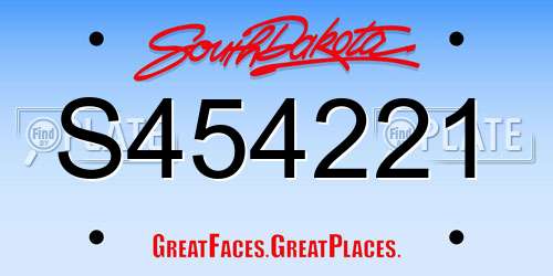 S454221 South Dakota License Plate
