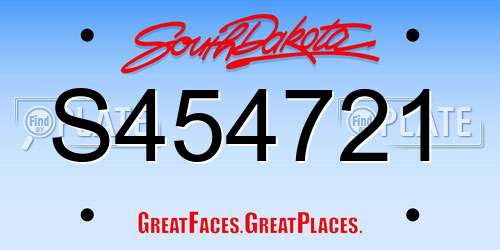 S454721 South Dakota License Plate