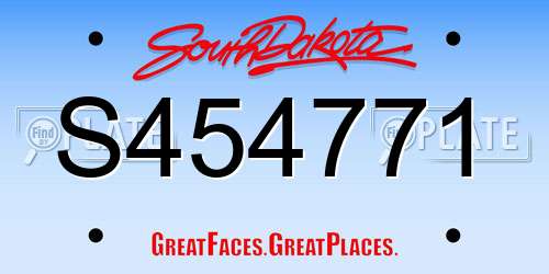S454771 South Dakota License Plate