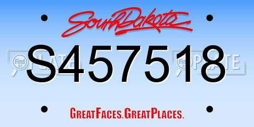 S457518 South Dakota License Plate