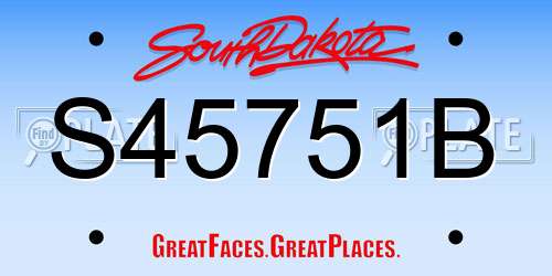 S45751B South Dakota License Plate