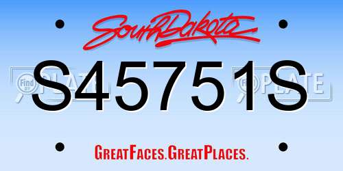 S45751S South Dakota License Plate
