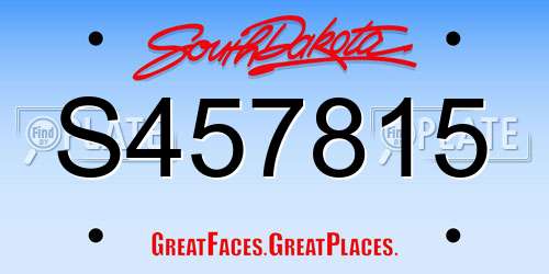 S457815 South Dakota License Plate