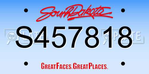 S457818 South Dakota License Plate