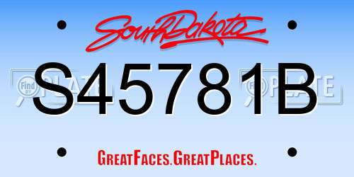 S45781B South Dakota License Plate