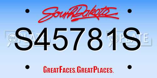 S45781S South Dakota License Plate