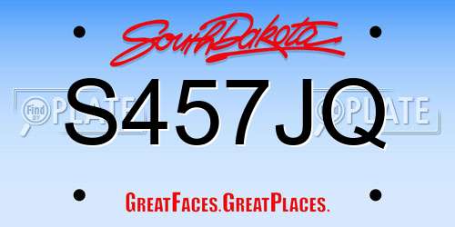 S457JQ South Dakota License Plate