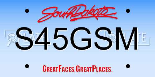 S45GSM South Dakota License Plate