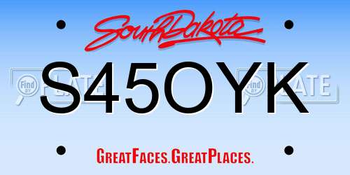 S45OYK South Dakota License Plate