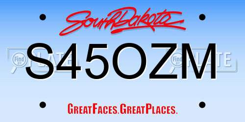 S45OZM South Dakota License Plate