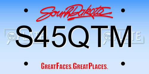 S45QTM South Dakota License Plate