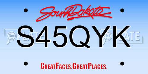 S45QYK South Dakota License Plate