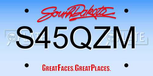S45QZM South Dakota License Plate