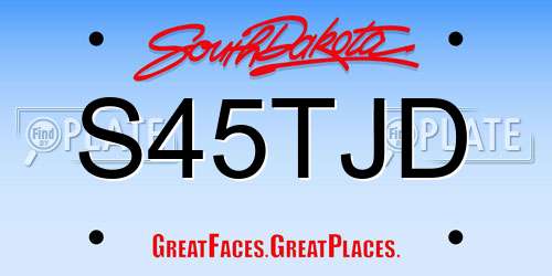 S45TJD South Dakota License Plate