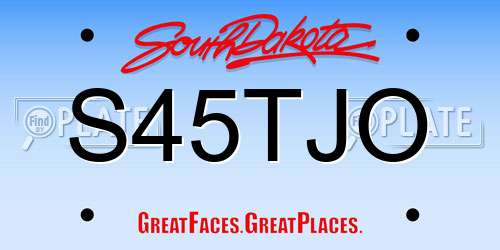 S45TJO South Dakota License Plate