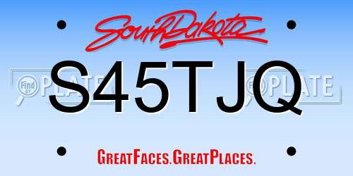 S45TJQ South Dakota License Plate