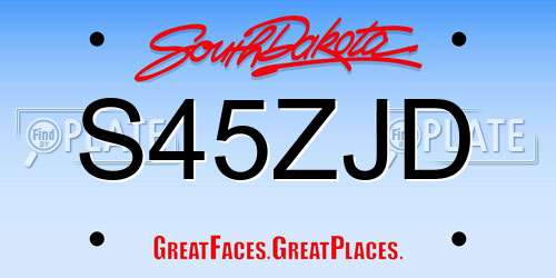 S45ZJD South Dakota License Plate