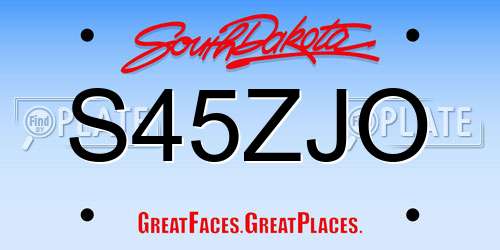 S45ZJO South Dakota License Plate
