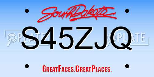 S45ZJQ South Dakota License Plate