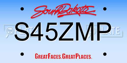 S45ZMP South Dakota License Plate