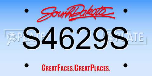 S4629S South Dakota License Plate