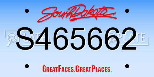 S465662 South Dakota License Plate