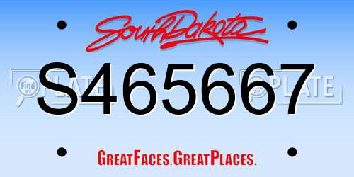 S465667 South Dakota License Plate