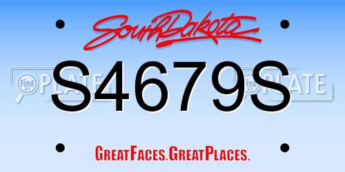 S4679S South Dakota License Plate